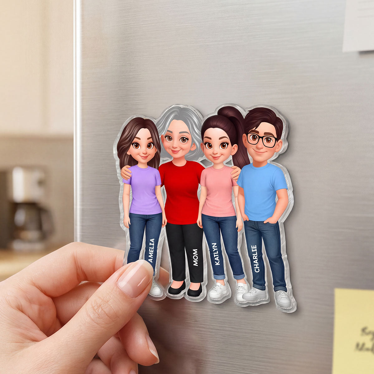 Mom Daughter Son, Grandma Grandchildren Forever Love - Personalized Acrylic Fridge Magnet - Mother's Day Gift For Mom, Grandma