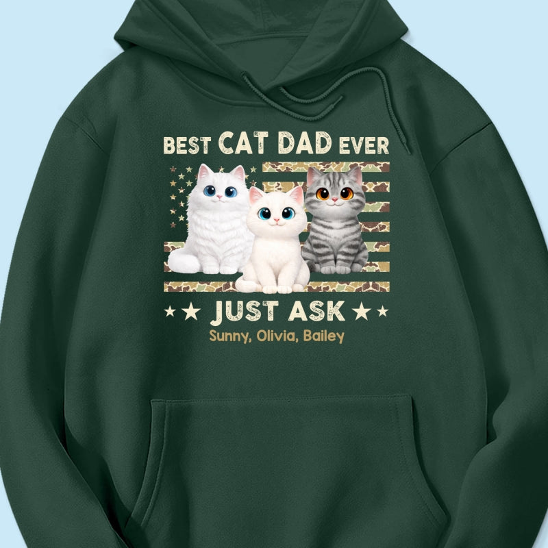 Best Cat Dad Ever Trendy Camouflage Pattern Nation Flag  - Personalized Shirt - Father's Day Gift For Cat Dad, Cat Lovers