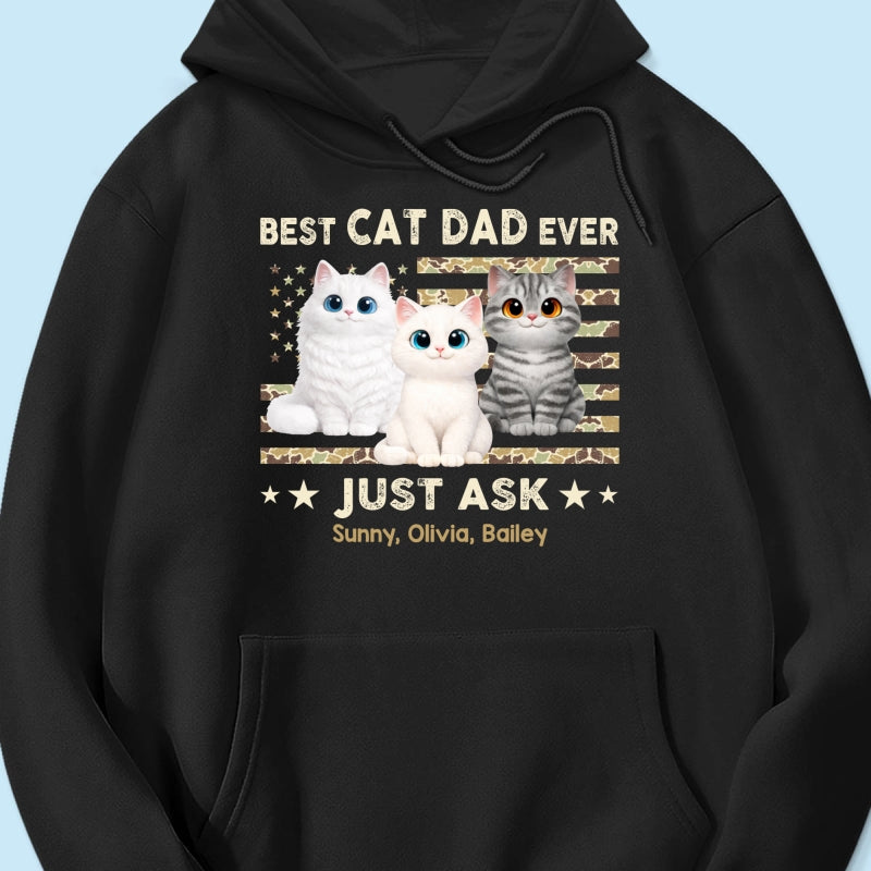 Best Cat Dad Ever Trendy Camouflage Pattern Nation Flag  - Personalized Shirt - Father's Day Gift For Cat Dad, Cat Lovers