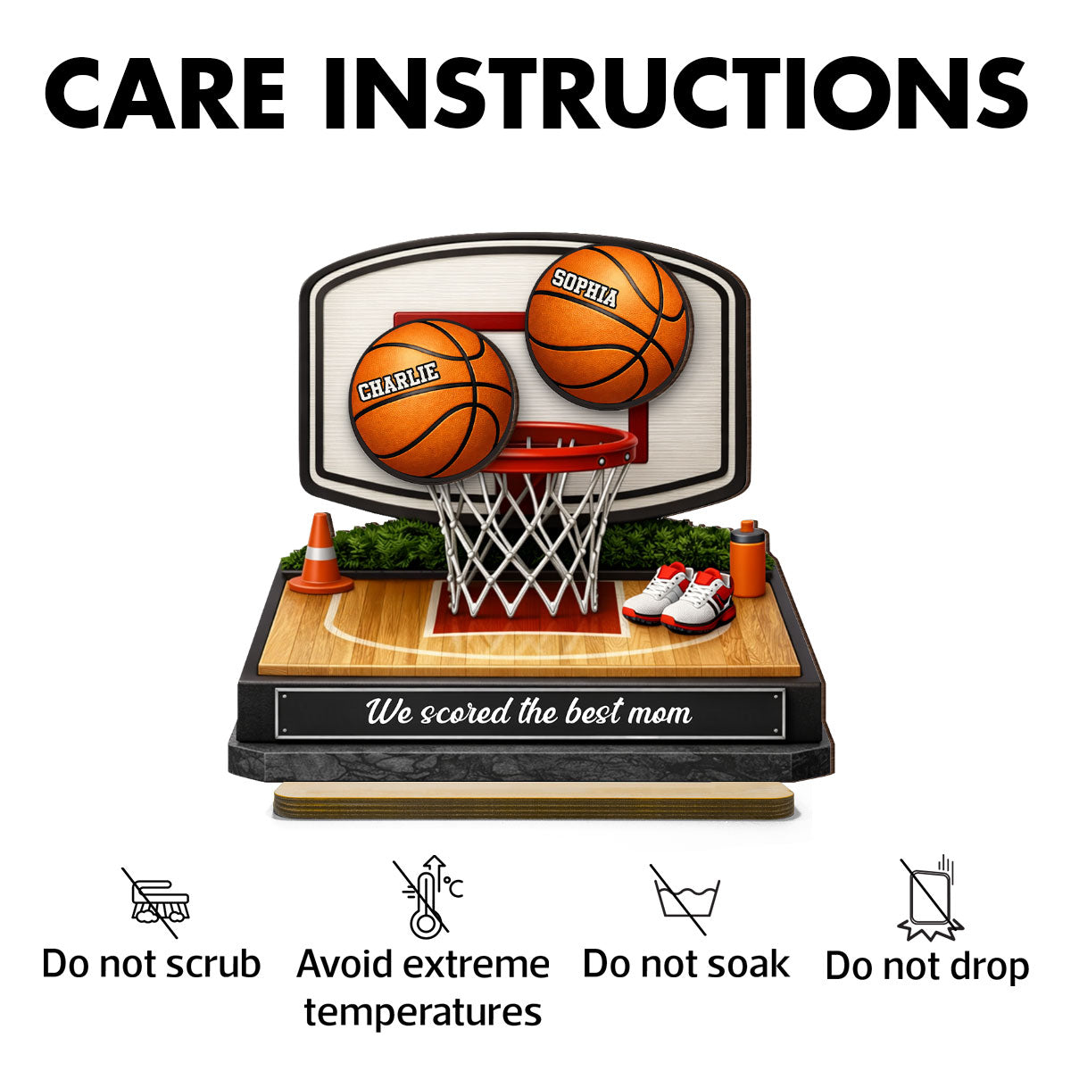 You Dunked Right into Our Hearts Basketball Mom - Personalized 2-Layered Wooden Plaque - Gift for Mom