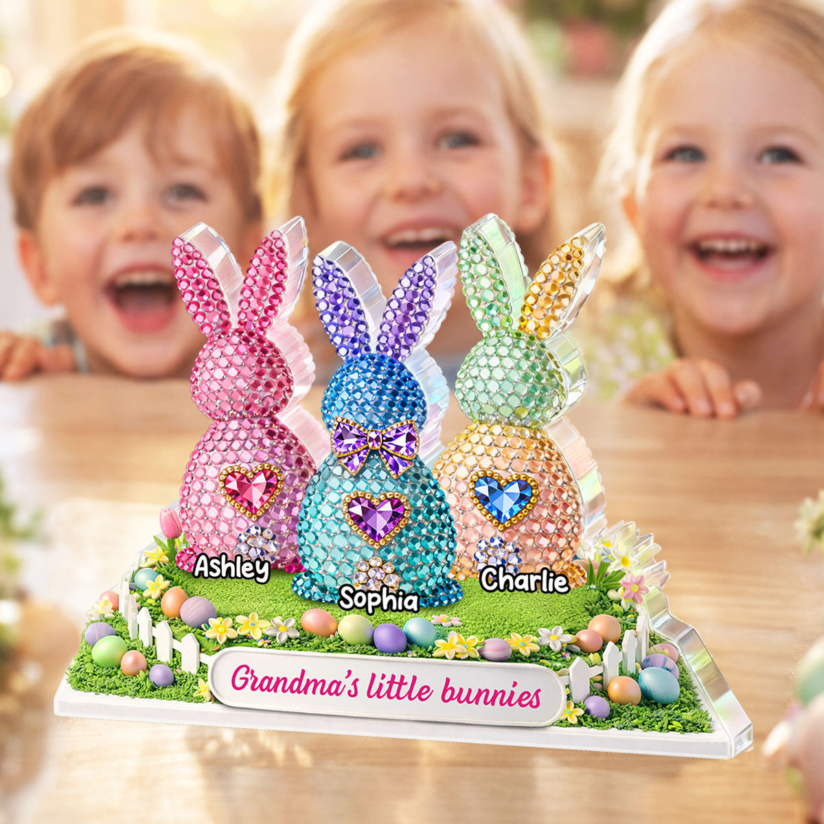 Grandma's Little Bunnies Easter - Personalized Acrylic Block Plaque - Sentimental Gift for Grandma