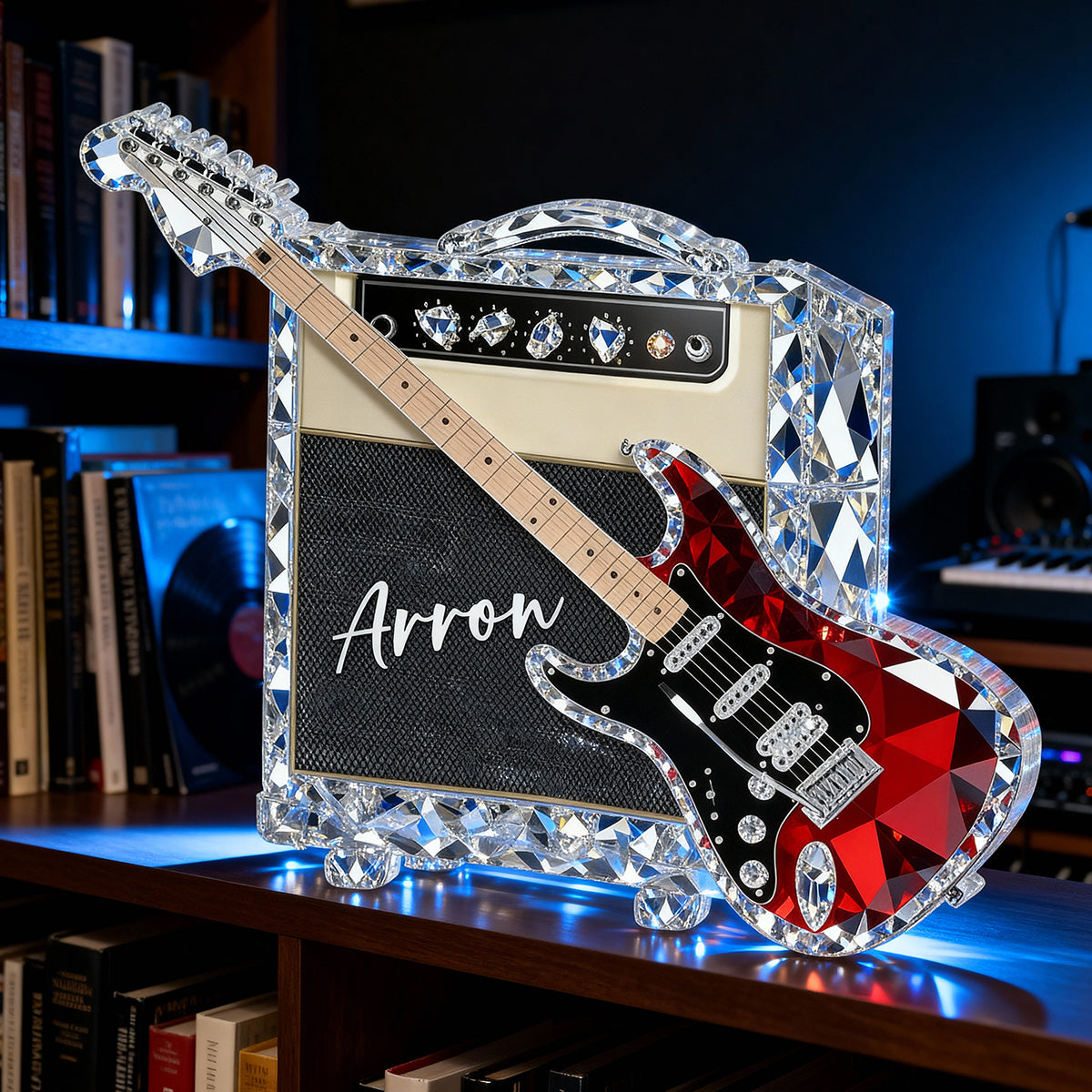 Guitar Music 3D Crystal Effect - Personalized Acrylic Block Plaque - Unique Gift For Guitarist