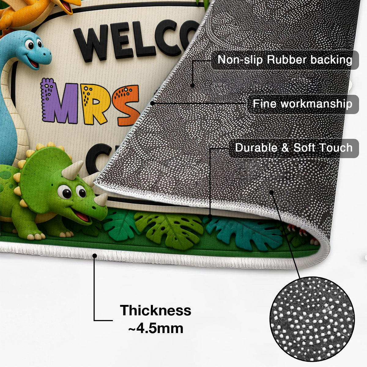 Kids Safari Dinosaur Welcome To Classroom - Personalized Doormat - Back To School Gift For Teachers, Classroom Decors