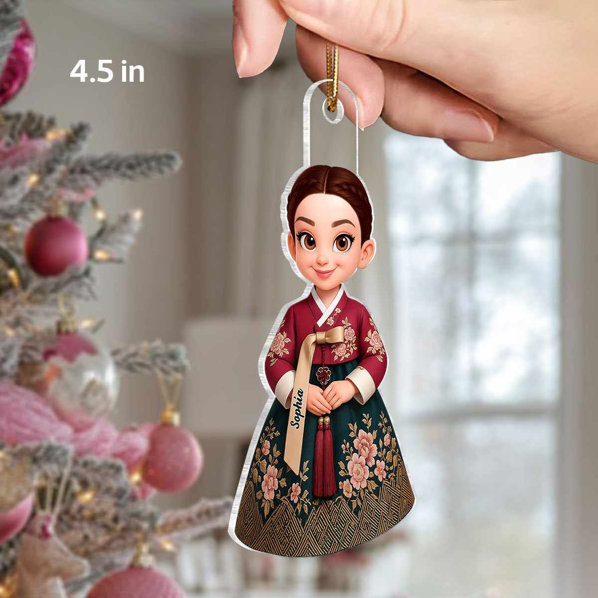 3D Effect Man Woman Korean Hanbok - Personalized Acrylic Ornament - Gift For Korean, Korean Lovers