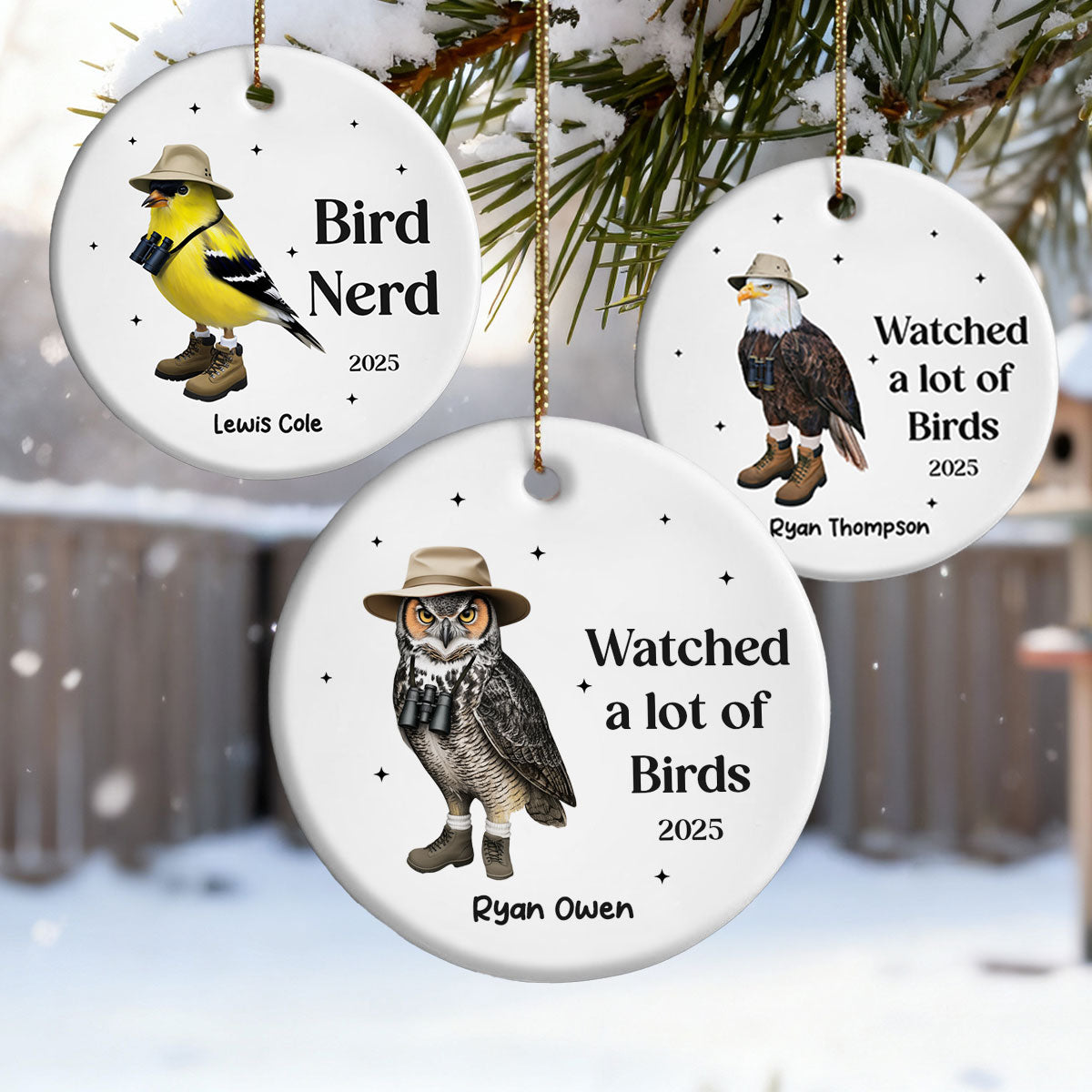 Bird Nerd Watched A Lot Of Birds - Personalized Ceramic Ornament - Gift for Bird Lover, Bird Watcher, Twitcher