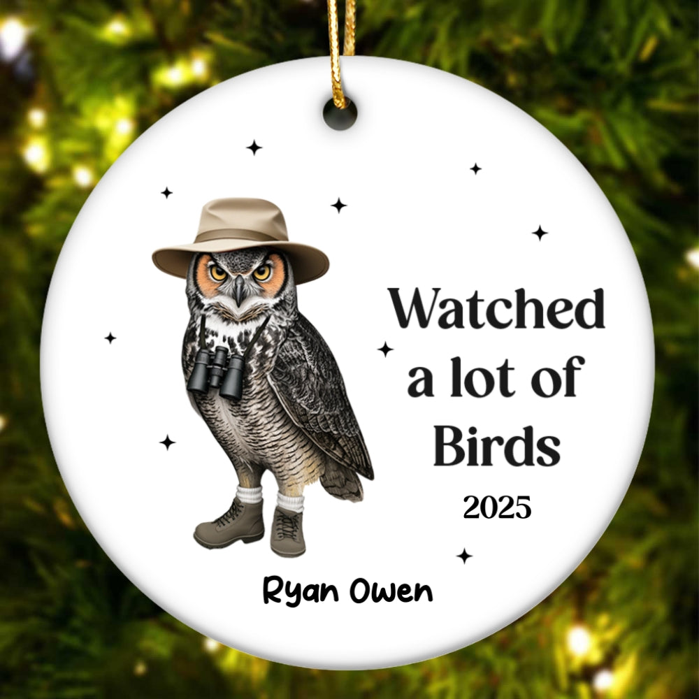 Bird Nerd Watched A Lot Of Birds - Personalized Ceramic Ornament - Gift for Bird Lover, Bird Watcher, Twitcher
