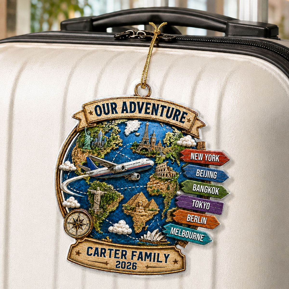 Trending Travel Adventure - Personalized Acrylic Ornament - Gifts For Couple, Family