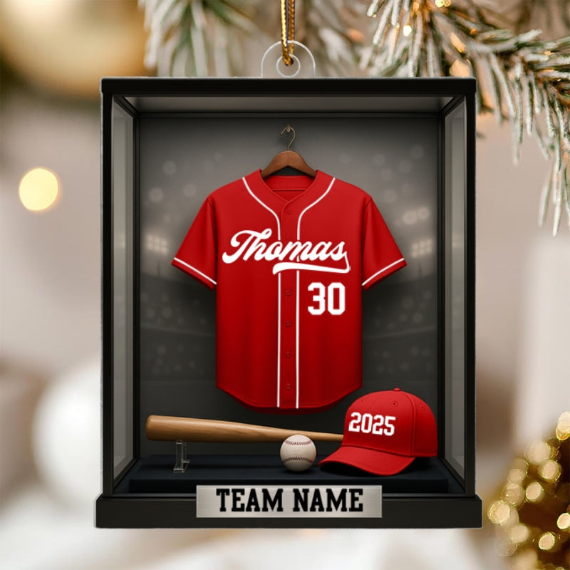Baseball Memorabilia Display in Museum 3D Effect - Personalized Acrylic Ornament - Christmas Gift for Sons, Daughters, Grandkids