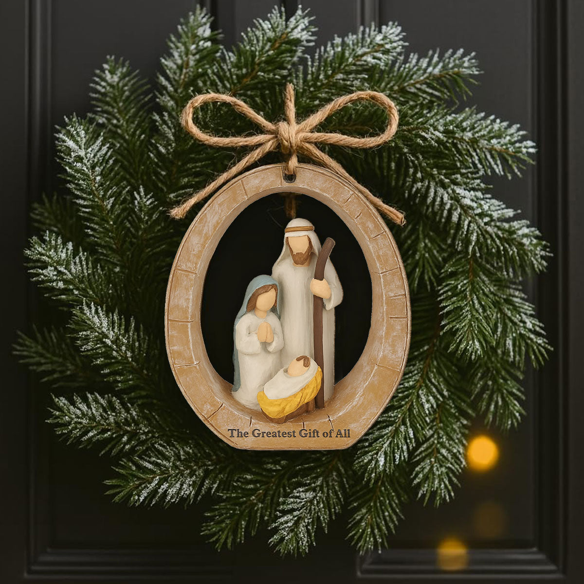 3D Effect Holy Family Nativity Scene The Greatest Gift of All Religious Keepsake - Wooden Ornament