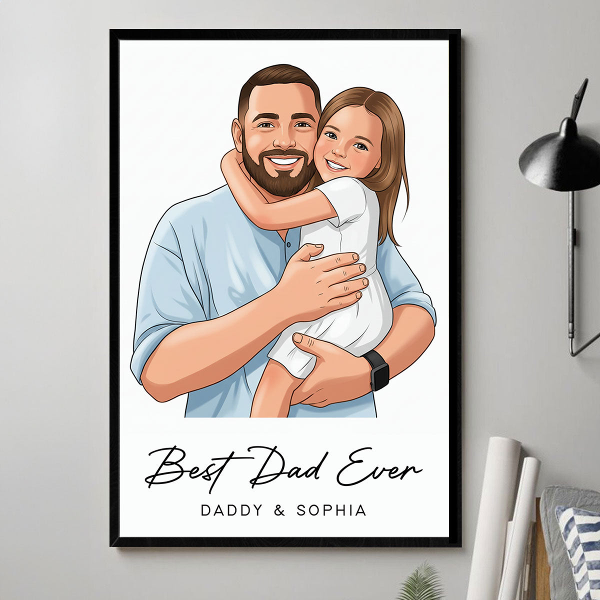 Portrait Color Drawing Style Best Dad Ever - Personalized Poster - Father's Day Gift For Dad, Husband