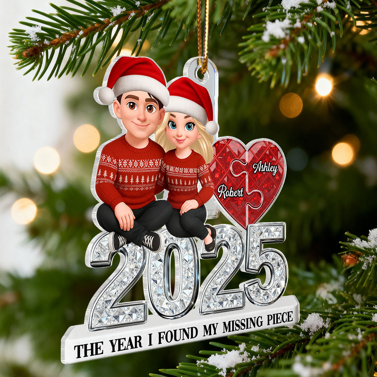 3D Effect Shining Effect Beautiful Couple The Year I Found My Missing Piece - Personalized Acrylic Ornament