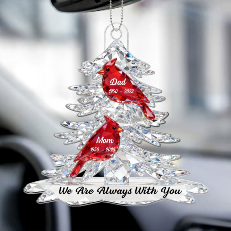 3D Effect Cardinals Memorial - Personalized Acrylic Ornament - Remembrance Gift, Sympathy Gift For Whole Family, Extended Family
