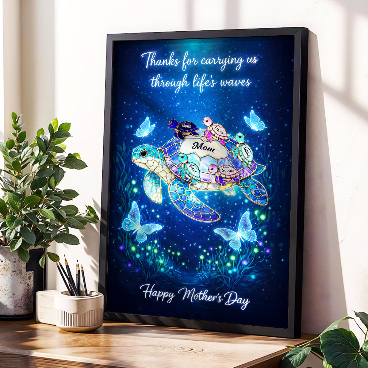 Thanks for Carrying Us Through Life's Waves - Personalized Poster - Mother's Day Gift for Mom, Wife