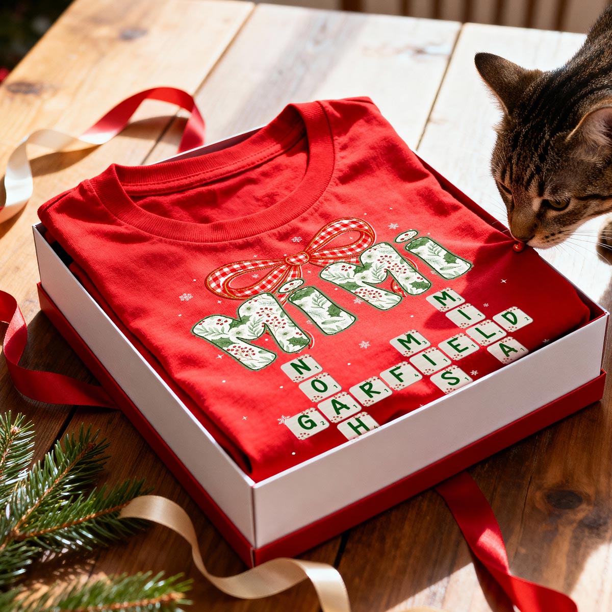 Grandma Coquette Floral Christmas Pattern Crossword Puzzle Art - Personalized Shirt