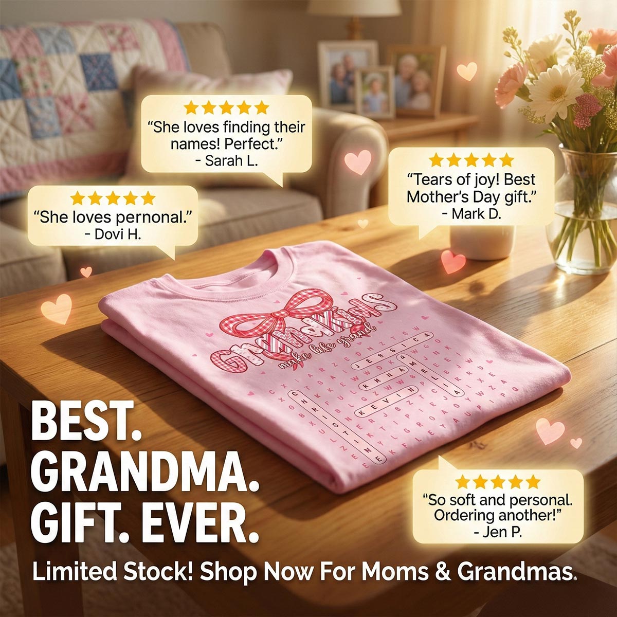 Grandkids Make Life Grand Preppy Word Search Puzzle - Personalized Shirt - Mother's Day Gift For Grandma Mom