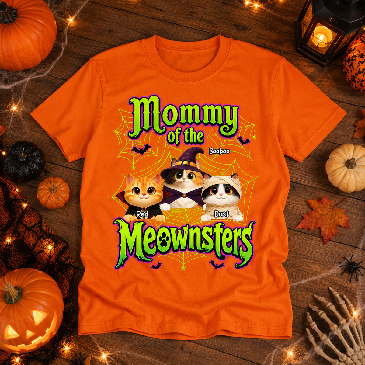 Neon Green Design Cats - Personalized Shirt - Halloween Gift For Cat Lovers