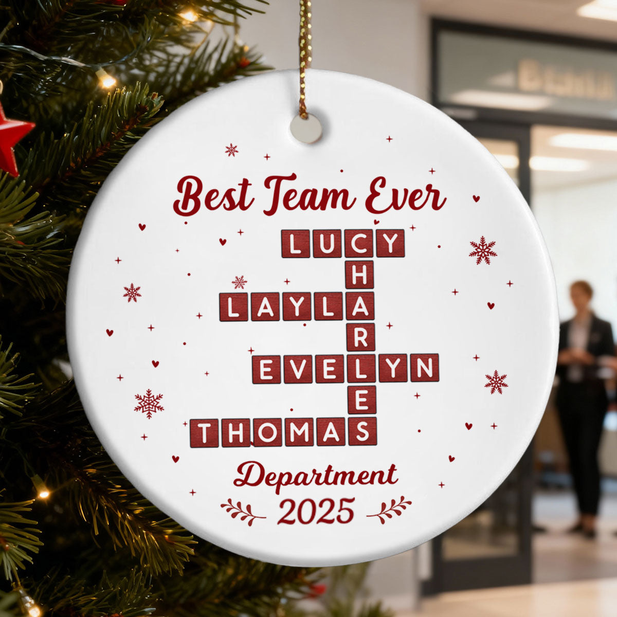 Best Team Ever Crossword Puzzle - Personalized Ceramic Ornament - Coworkers, Colleagues Gift Exchange