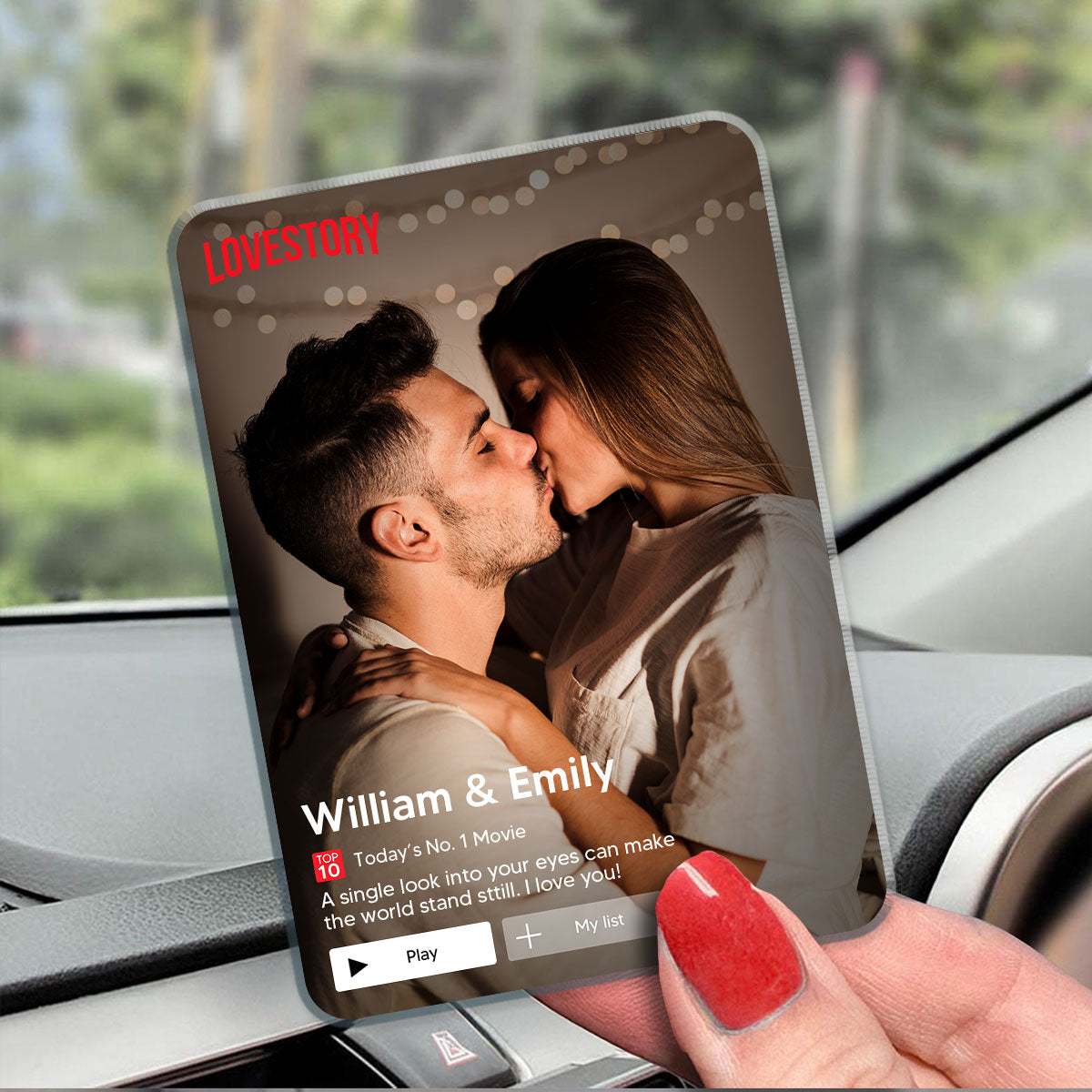 Couple Romantic Love Story - Personalized Acrylic Car Visor - Heartfelt Valentine, Anniversary Gift For Him, For Her