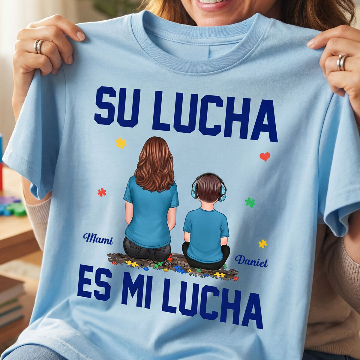 Su Lucha As Mi Lucha His Fight Is My Fight - Personalized Shirt - Spanish Version Autism Awareness Shirt