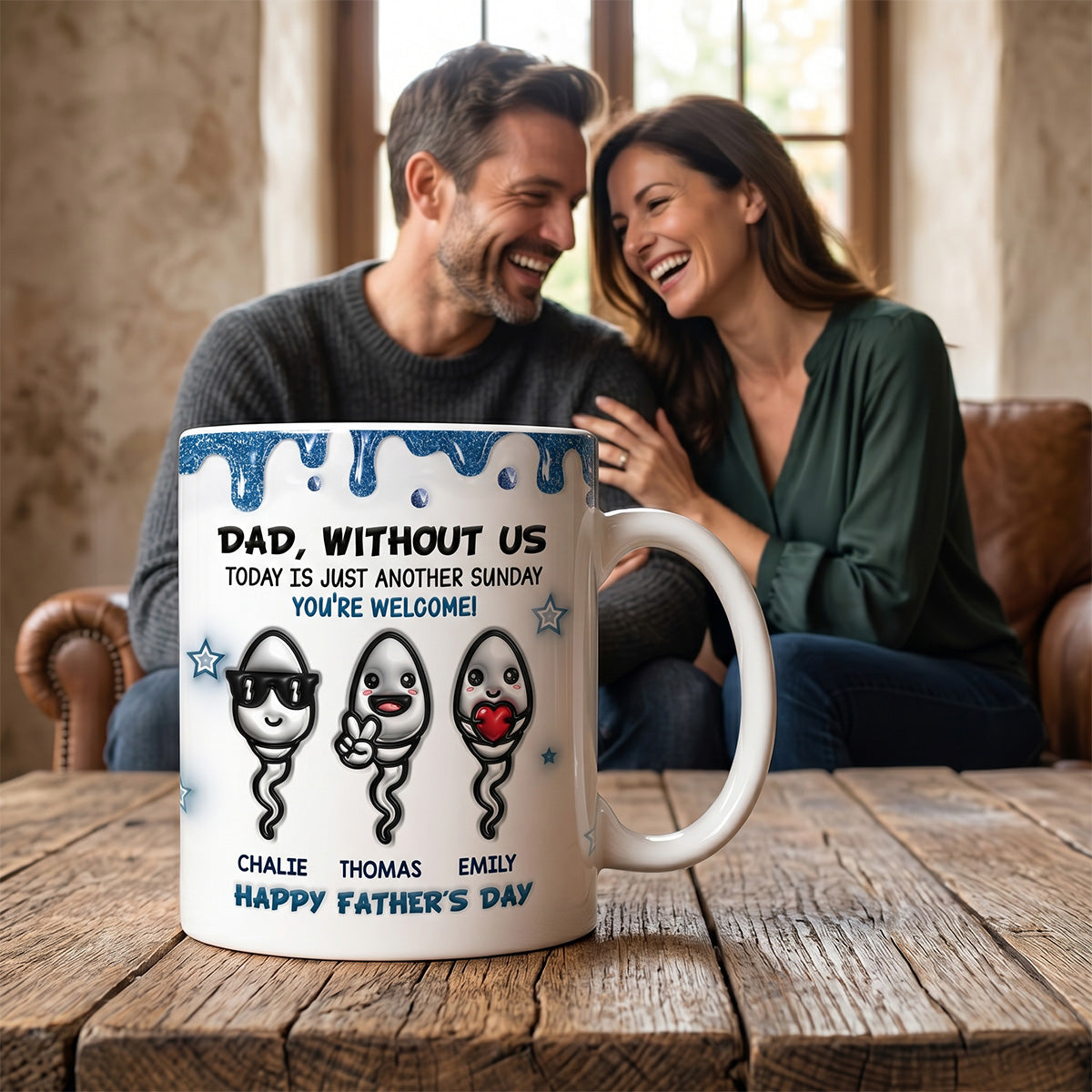 Without Us Today Is Just Another Sunday - Personalized Mug - Funny Father's Day Gift For Dad, Husband