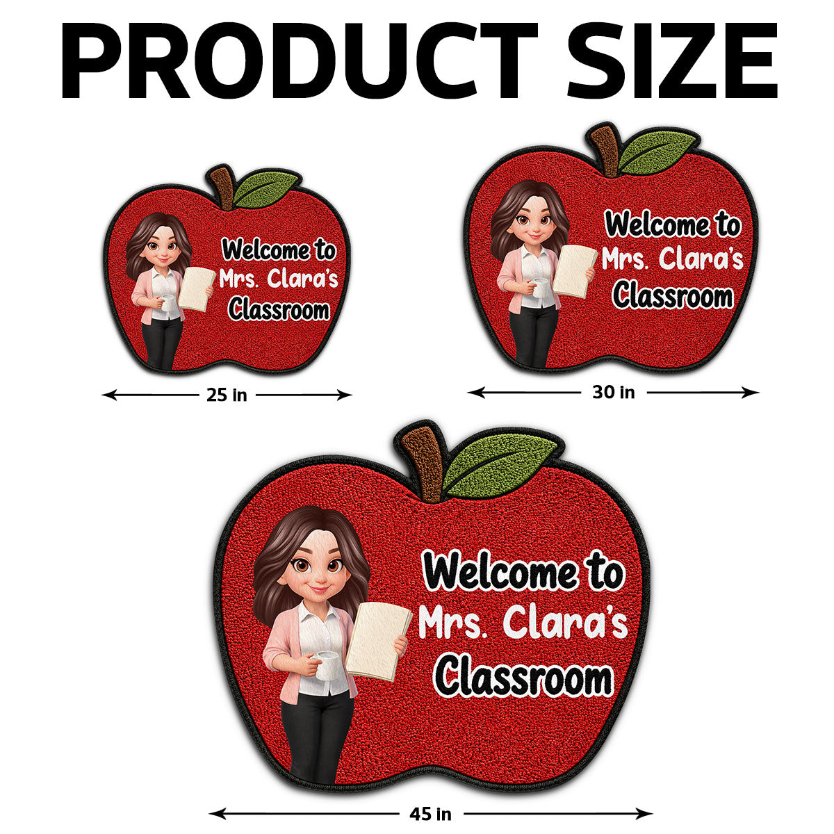 Happy Teacher Apple Welcome To Classroom - Personalized Doormat - Back To School Gift For Teacher, Classroom Decor