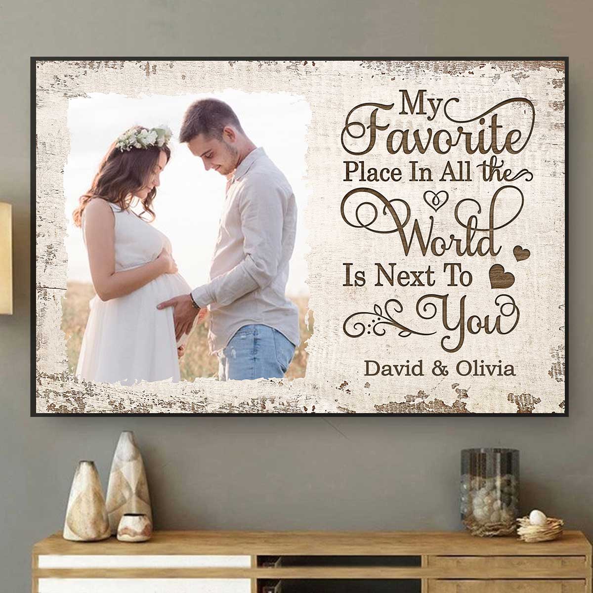 Favorite Place In The World Couple Photo Personalized Poster, Gift For Him, For Her