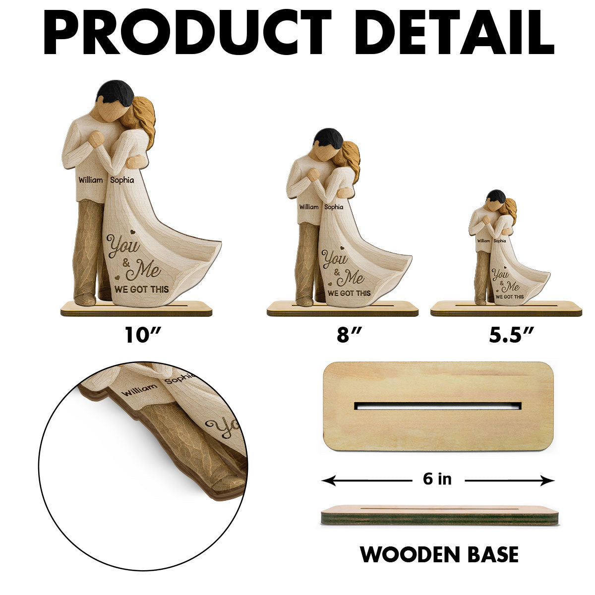 You & Me We Got This 3D Effect Couple - Personalized 2-Layered Wooden Plaque - Gift For Him, Gift For Her
