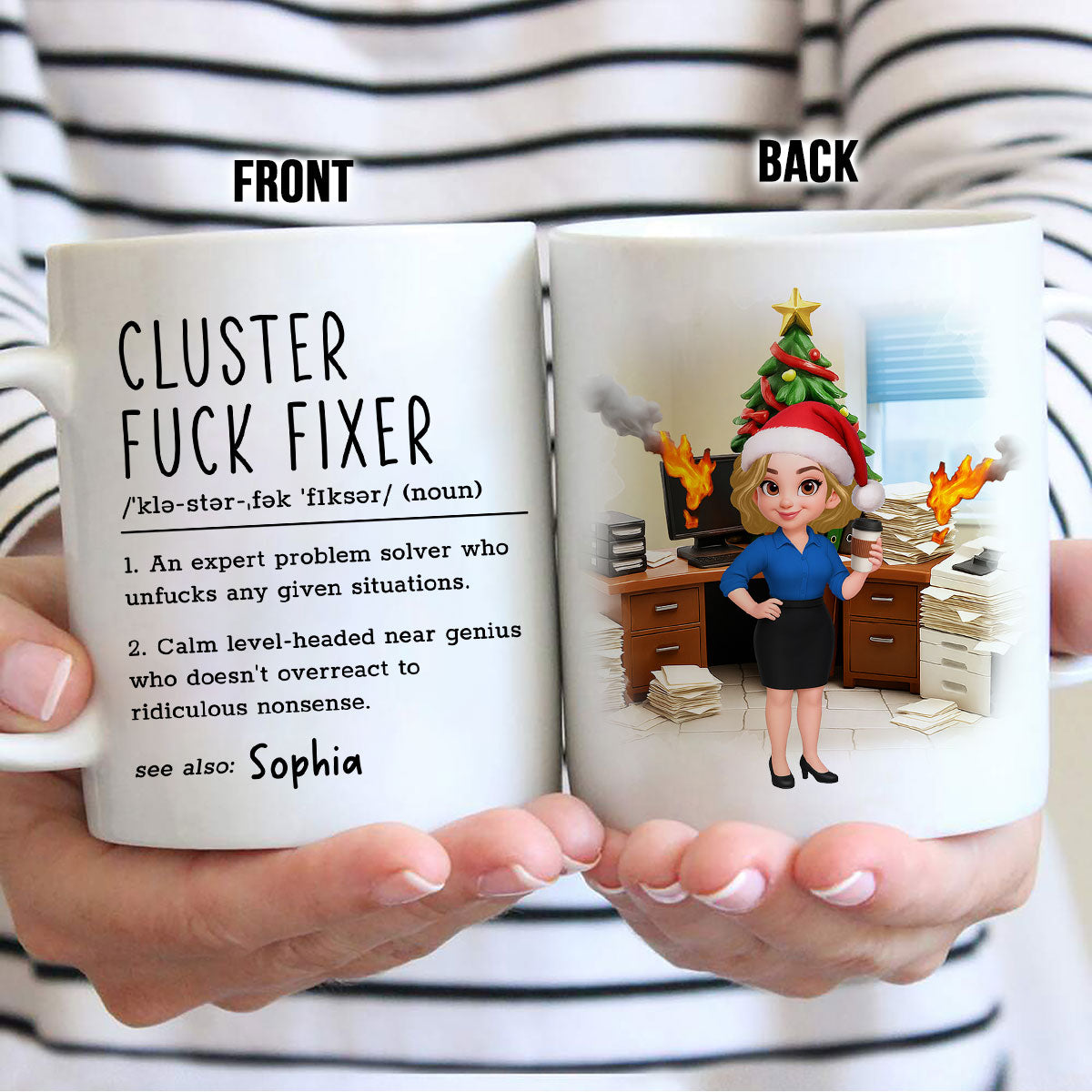Cluster F*ck Fixer Office Humor - Personalized Mug - Christmas Gift for Coworkers, Husband, Wife, Daughter, Son, Friends