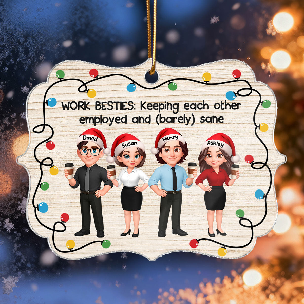 Work Besties Keeping Each Other Employed - Personalized Acrylic Ornament - Funny Gift For Work Besties, Colleagues