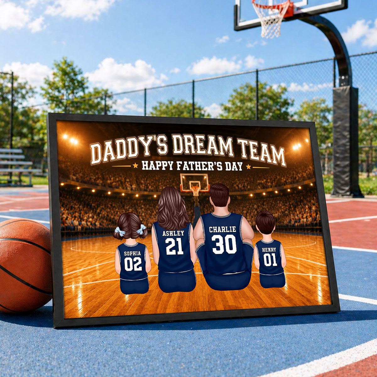 Basketball Dad Legend Daddy's Dream Team - Personalized Poster - Father's Day Gift For Dad, Husband, Basketball Fans