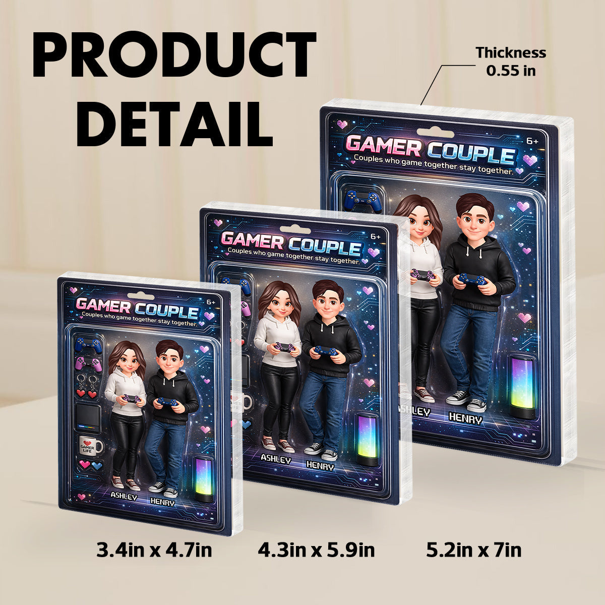Couples That Game Together Stay Together Custom Action Figure - Personalized Acrylic Block Plaque - Unique Gift for him, for her