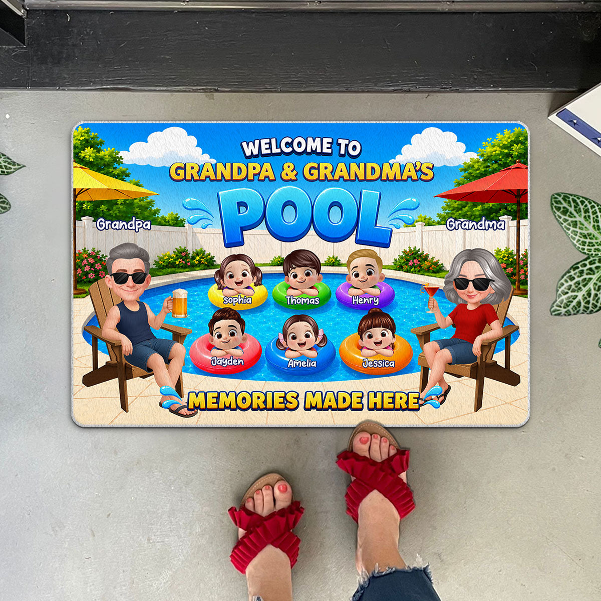 Welcome To Grandma Grandpa Pool Summer - Personalized Doormat - Gift For Grandparents, Summer Decoration