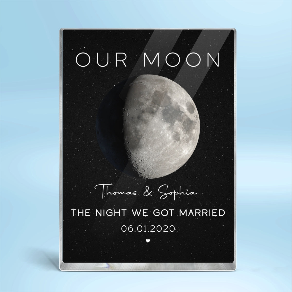 Our Moon Special Day Custom Moon Phase - Personalized Acrylic Block Plaque - Valentine's Day Gift For Couple