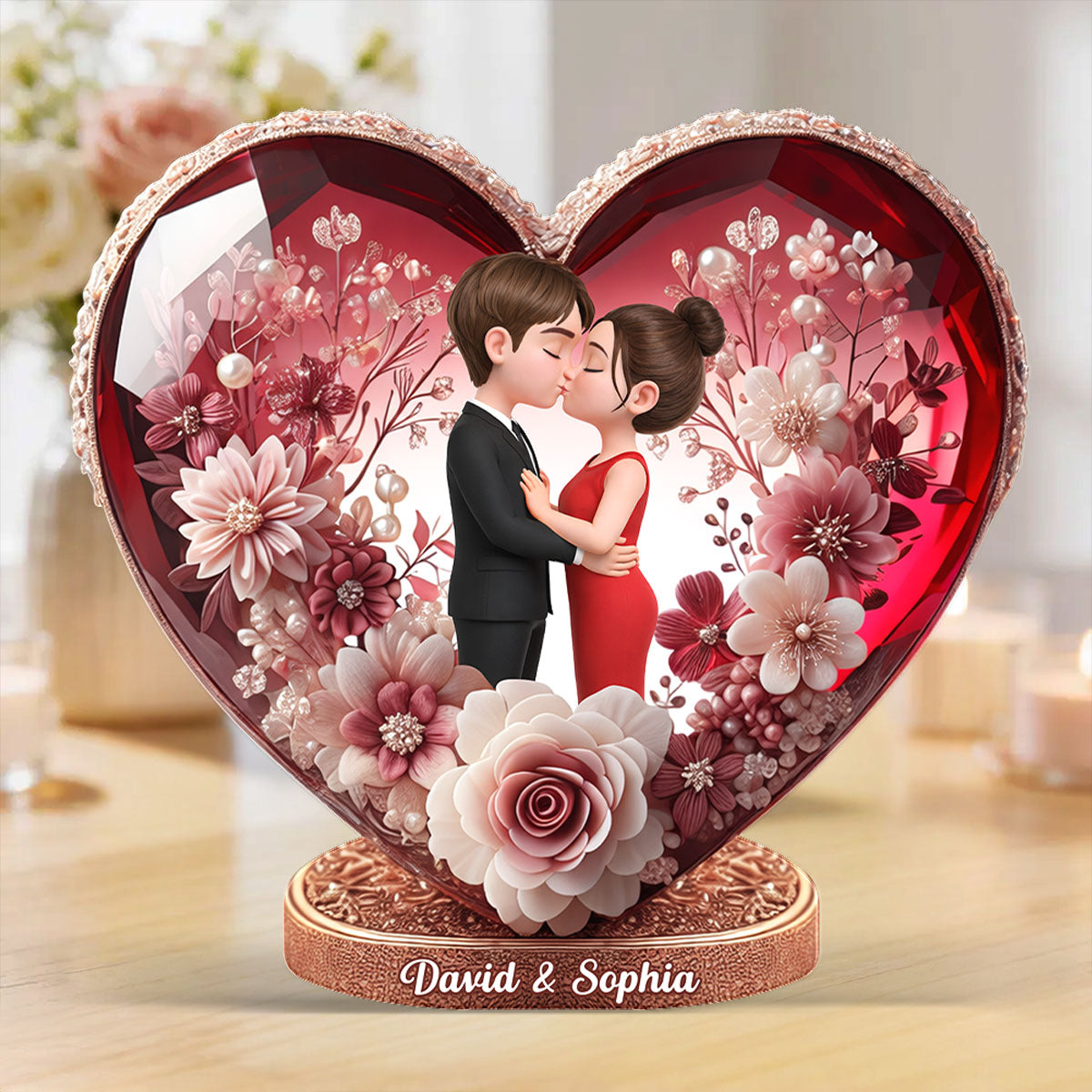 Eternal Love Heart - Personalized Acrylic Block Plaque - Anniversary, Valentine's Day Gift, Gift For Him, Gift For Her
