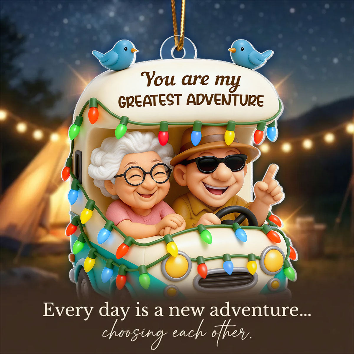 You Are My Greatest Adventure Old Couple - Personalized Acrylic Ornament - Christmas Gift For Him, For Her, For Couple