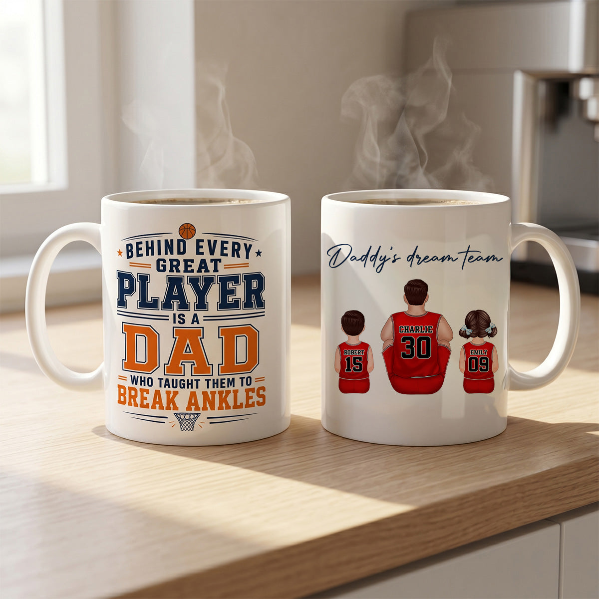 Thank You For Teaching Us To Break Ankles Basketball Dad & Kids - Personalized Mug - Father's Day Gift For Dad, Husband