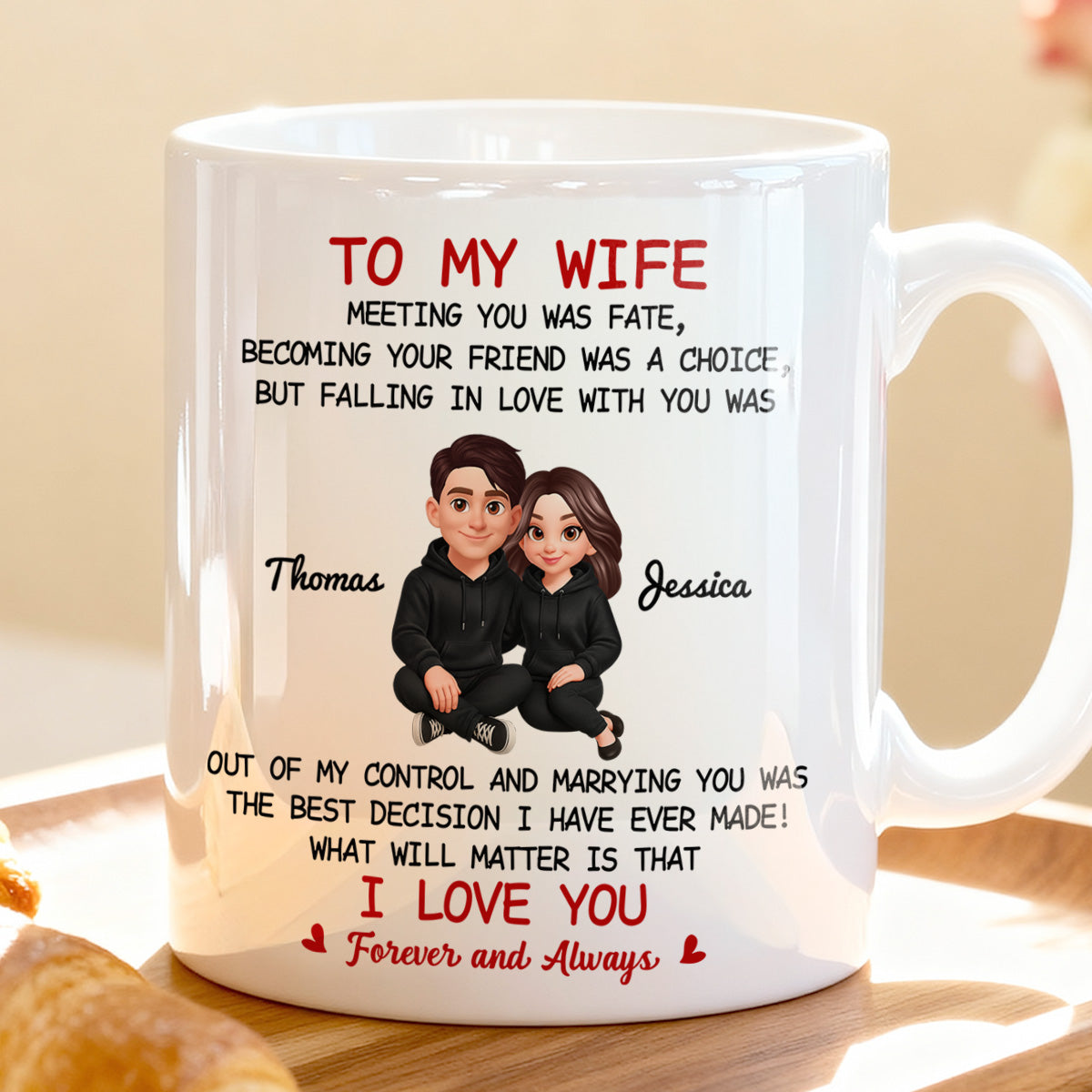 To My Wife My Husband Meeting You Was Fate - Personalized Mug - Gift For Couple, Gift For Him, For Her