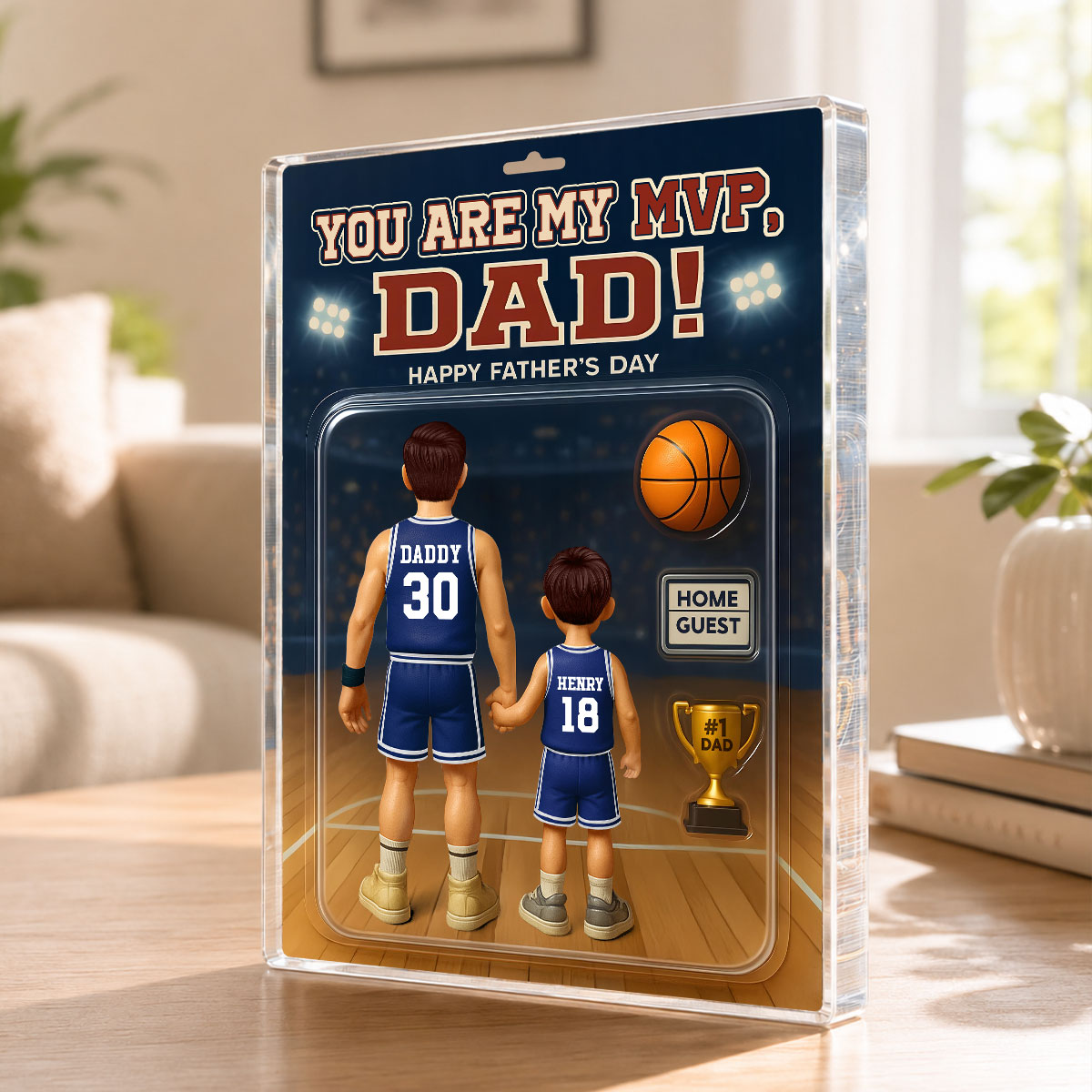 You Are My MVP Dad, Basketball Custom Figure - Personalized Acrylic Block Plaque - Gift For Dad, Husband, Grandpa