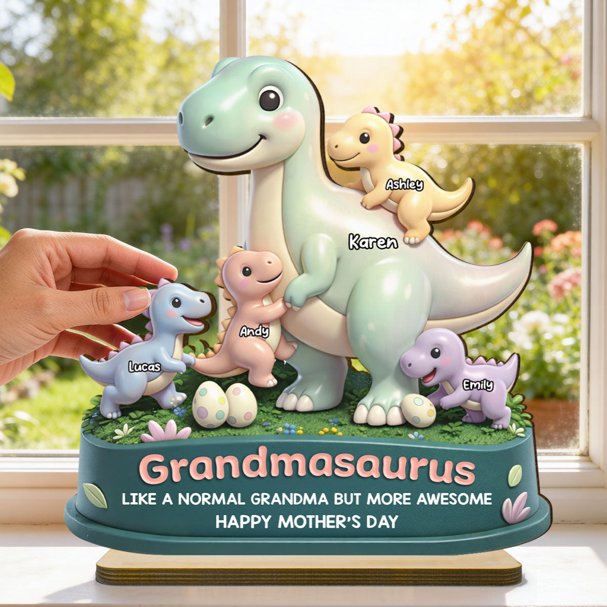 Mamasaurus More Awesome - Personalized 2-Layered Wooden Plaque - Sentimental Mother's Day Gift for Mom, Wife