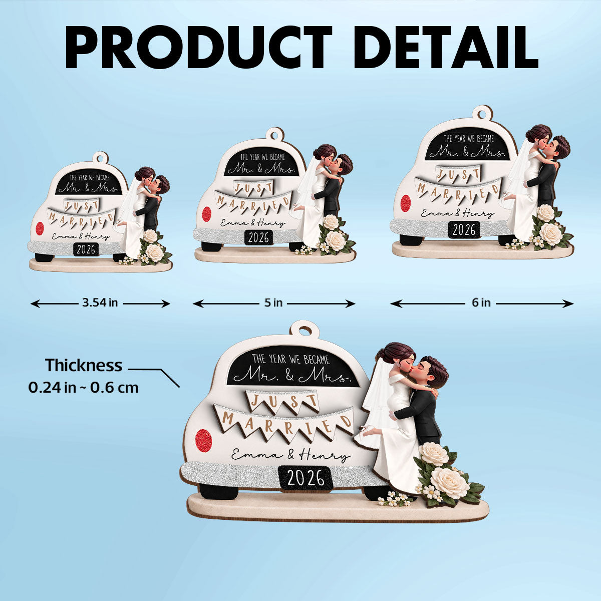 On-trend Couple - Personalized 2-Layered Wooden Ornament - Wedding Gifts for Couples Newlyweds 2026