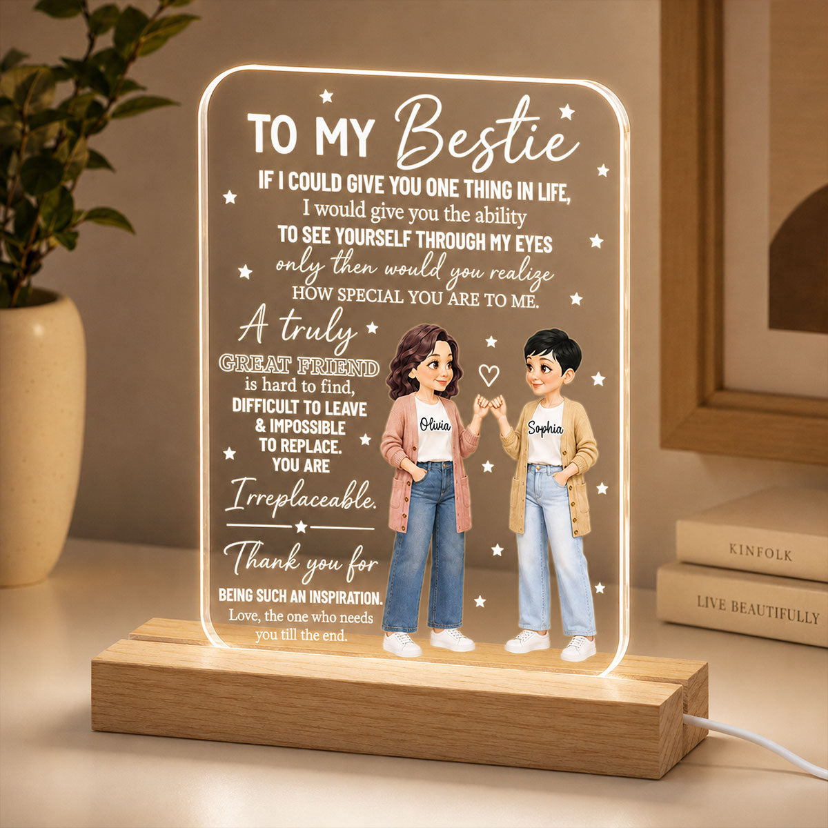 To My Bestie You Are Special To Me Pinky Promise Besties - Personalized Acrylic Plaque LED Night Light - Friendship Gift, Birthday Gift For Best Friends