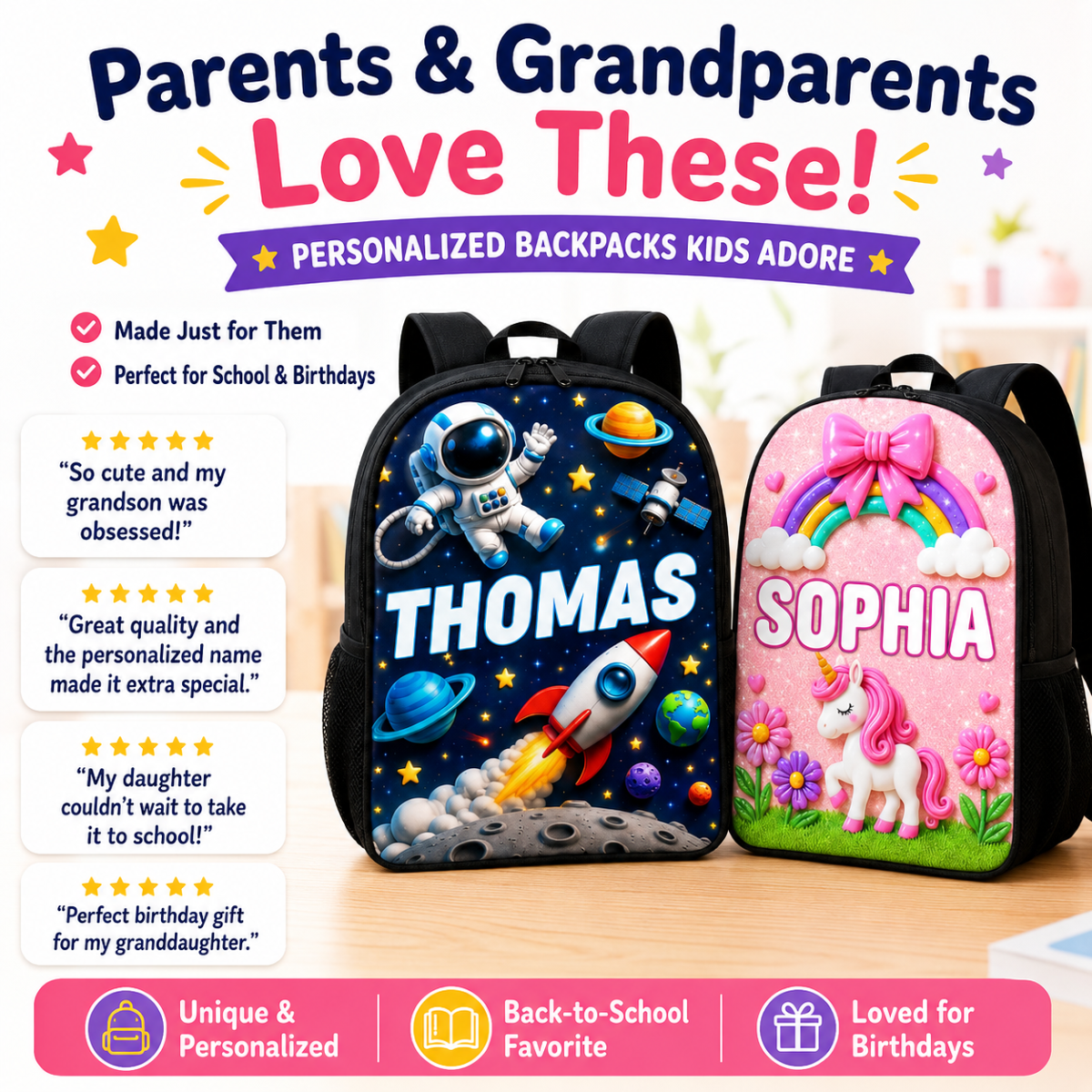 Magical Backpack For Kids - Personalized Backpack - Back to School Gift for Kids, Boys, Girls