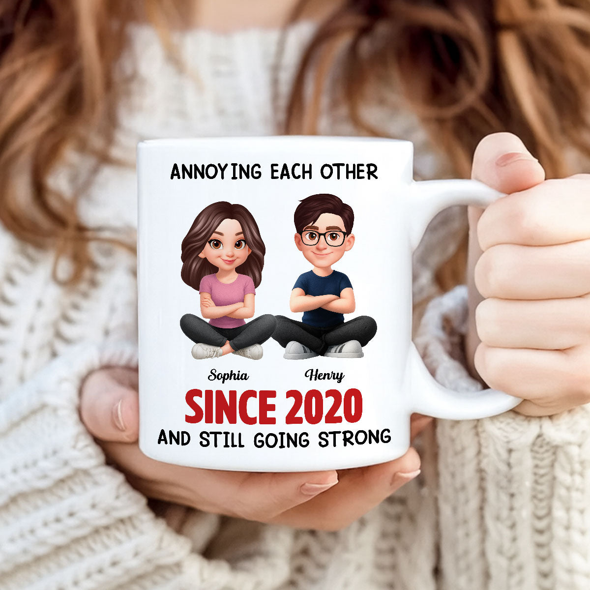 Old Funny Couple Annoying Each Other and Still Going Strong - Personalized Mug - Christmas Gift for him, for her