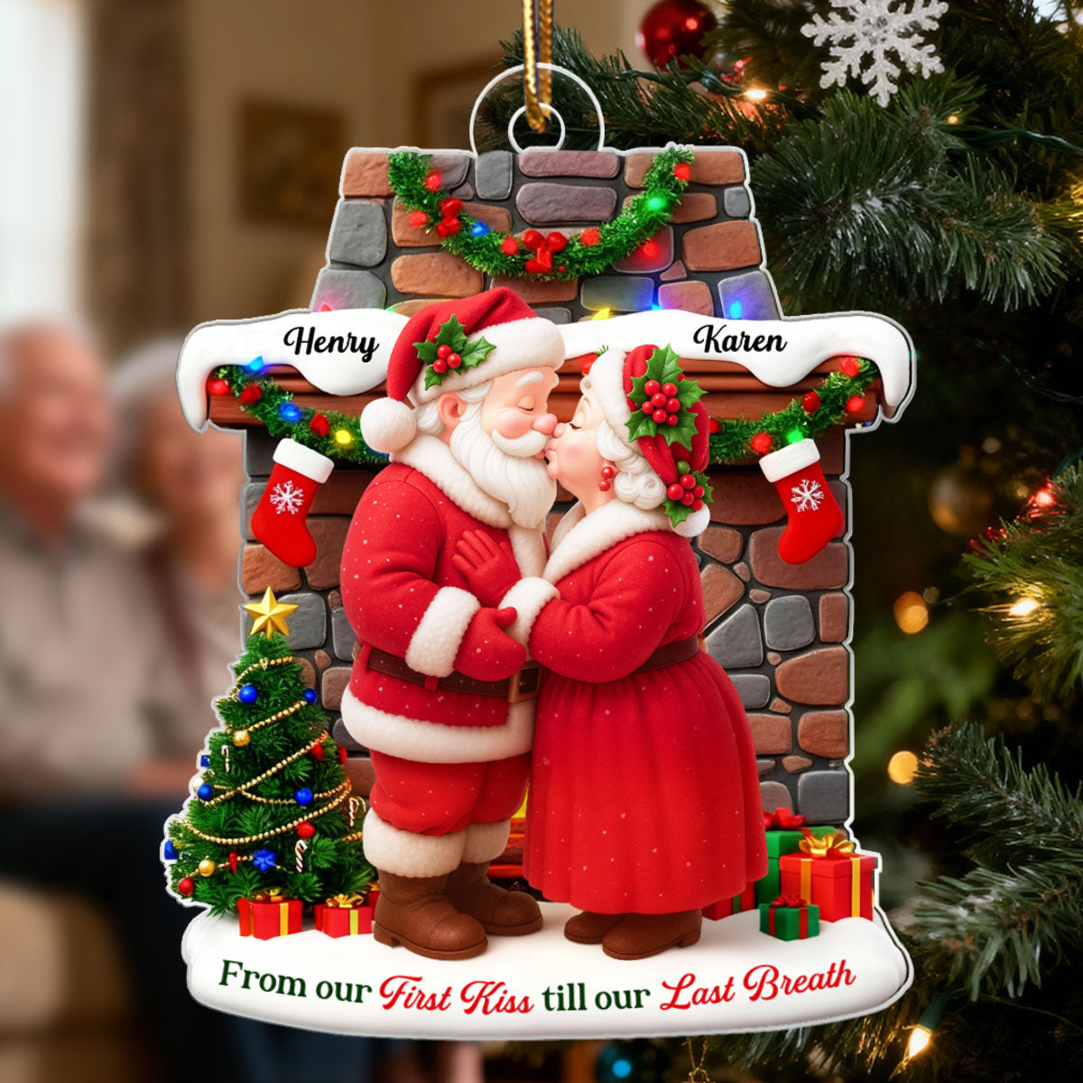 Santa Couple from Our 1st Kiss til Our Last Breath - Personalized Acrylic Ornament - Christmas Gift for him, Gift for her