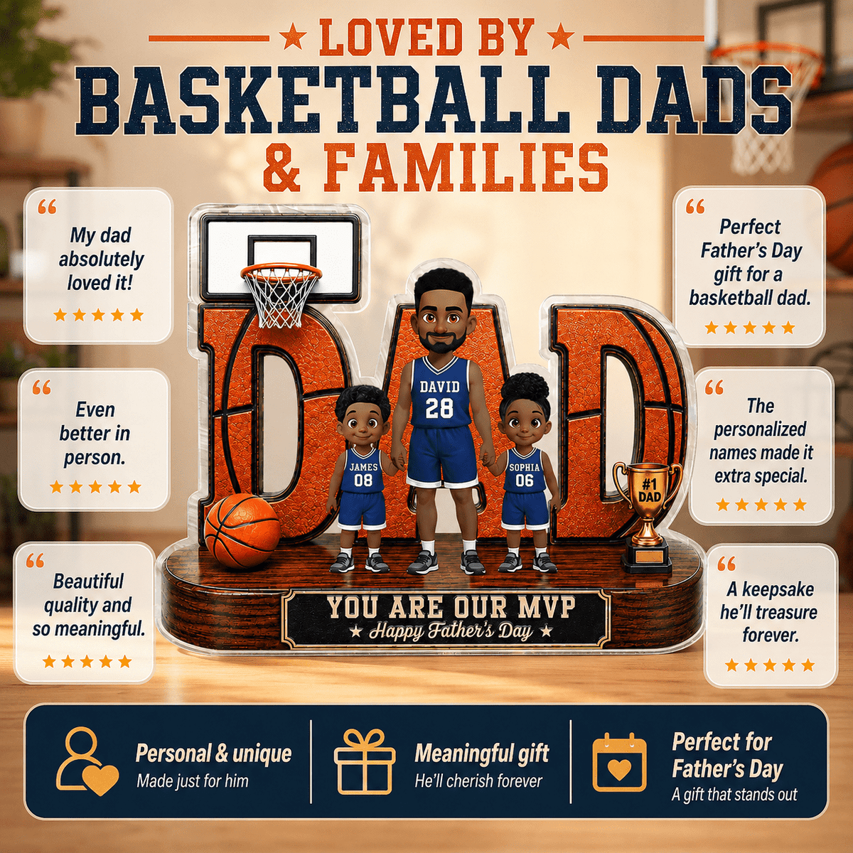 Basketball Dad Legend You Are Our MVP 2D Flat Printed - Personalized Acrylic Block Plaque -  Gift For Dad, Husband, Basketball Fans