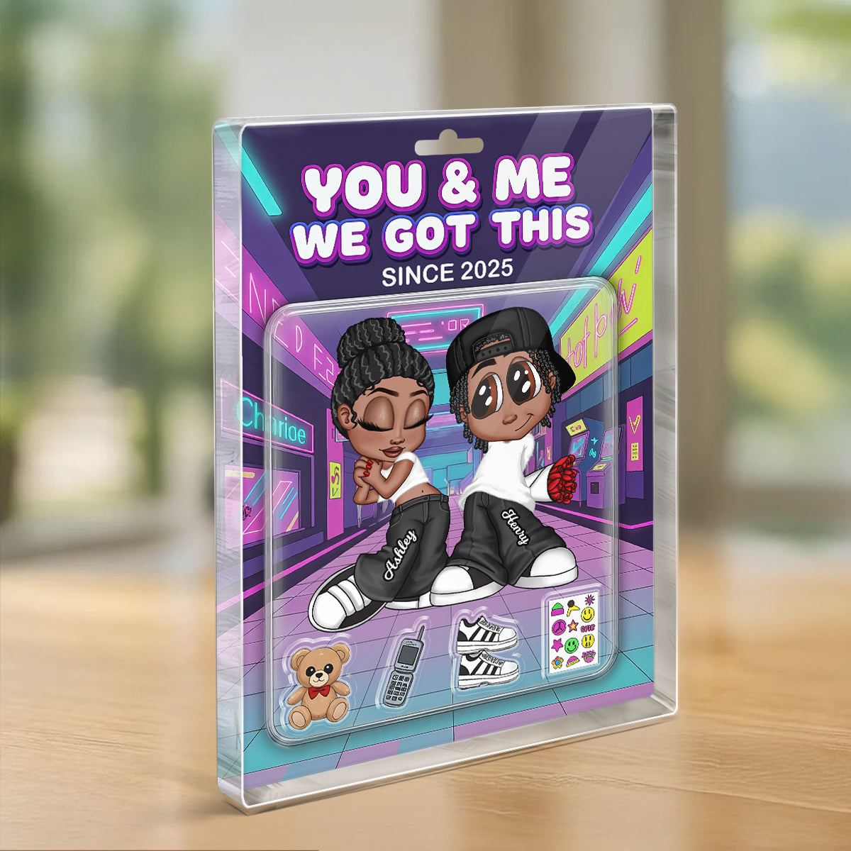 Y2K Couple Action Figure - Personalized Acrylic Block Plaque - Sentimental Valentine's Day Gift for him, for her