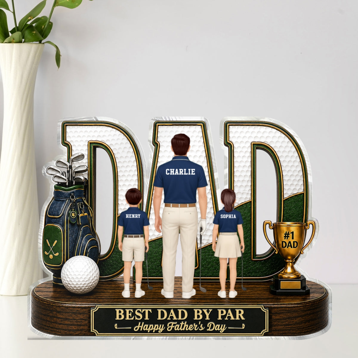 Golf Dad Legend Best Dad By Par - Personalized Acrylic Block Plaque - Unique Trending  Gift For Dad