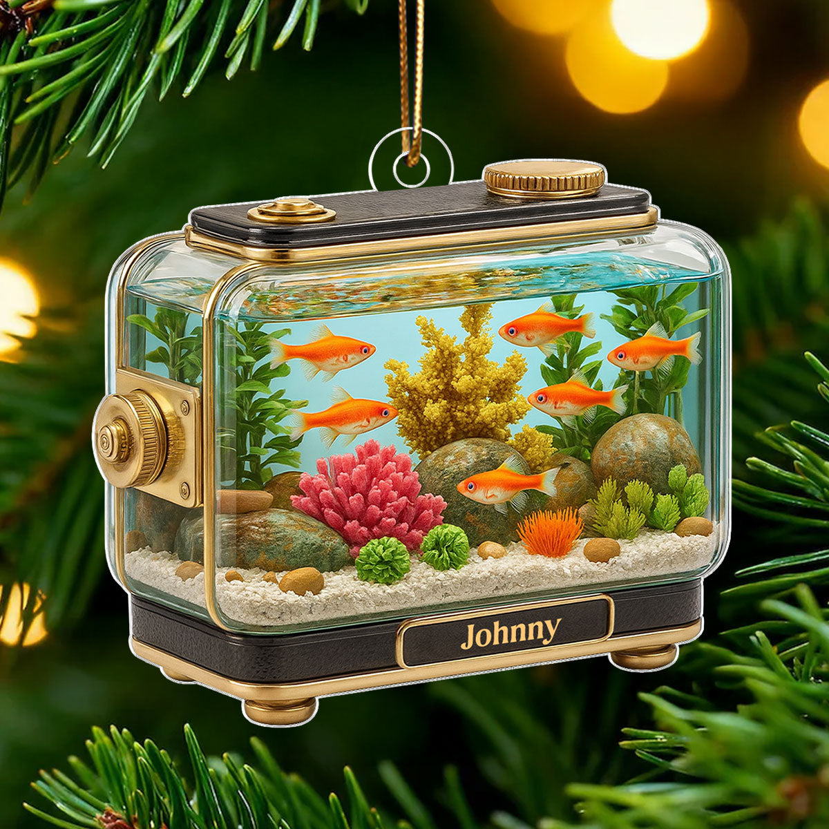 Retro Aquarium Fish Tank - Personalized Acrylic Ornament - Christmas Decor Gift for Fish Lovers, Gift for Office, Home Decor 2025