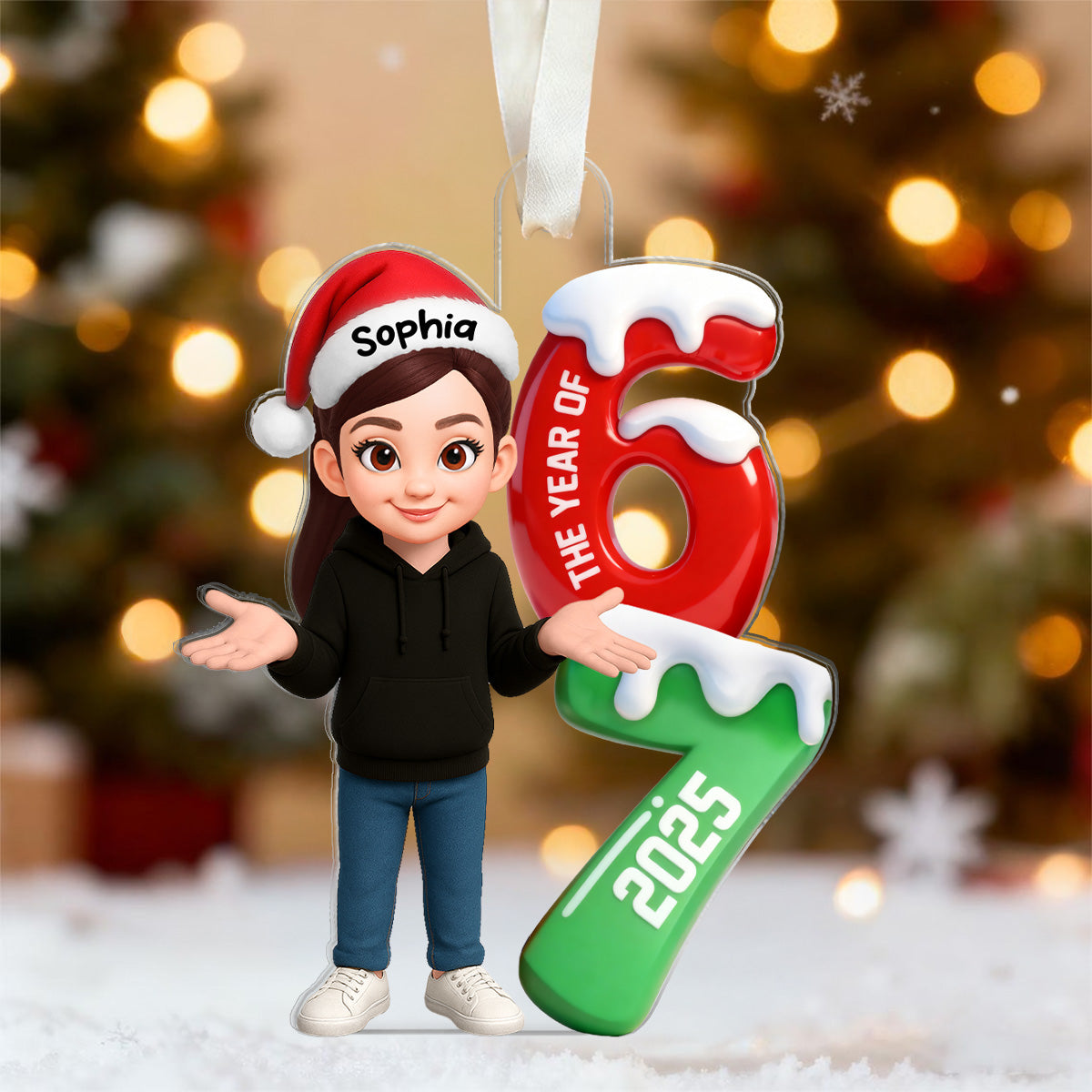 3D Effect 67 Six Seven 2025 Slang Christmas - Personalized Acrylic Ornament - Funny Christmas Gift For Teen, Grandkid, Gen Alpha