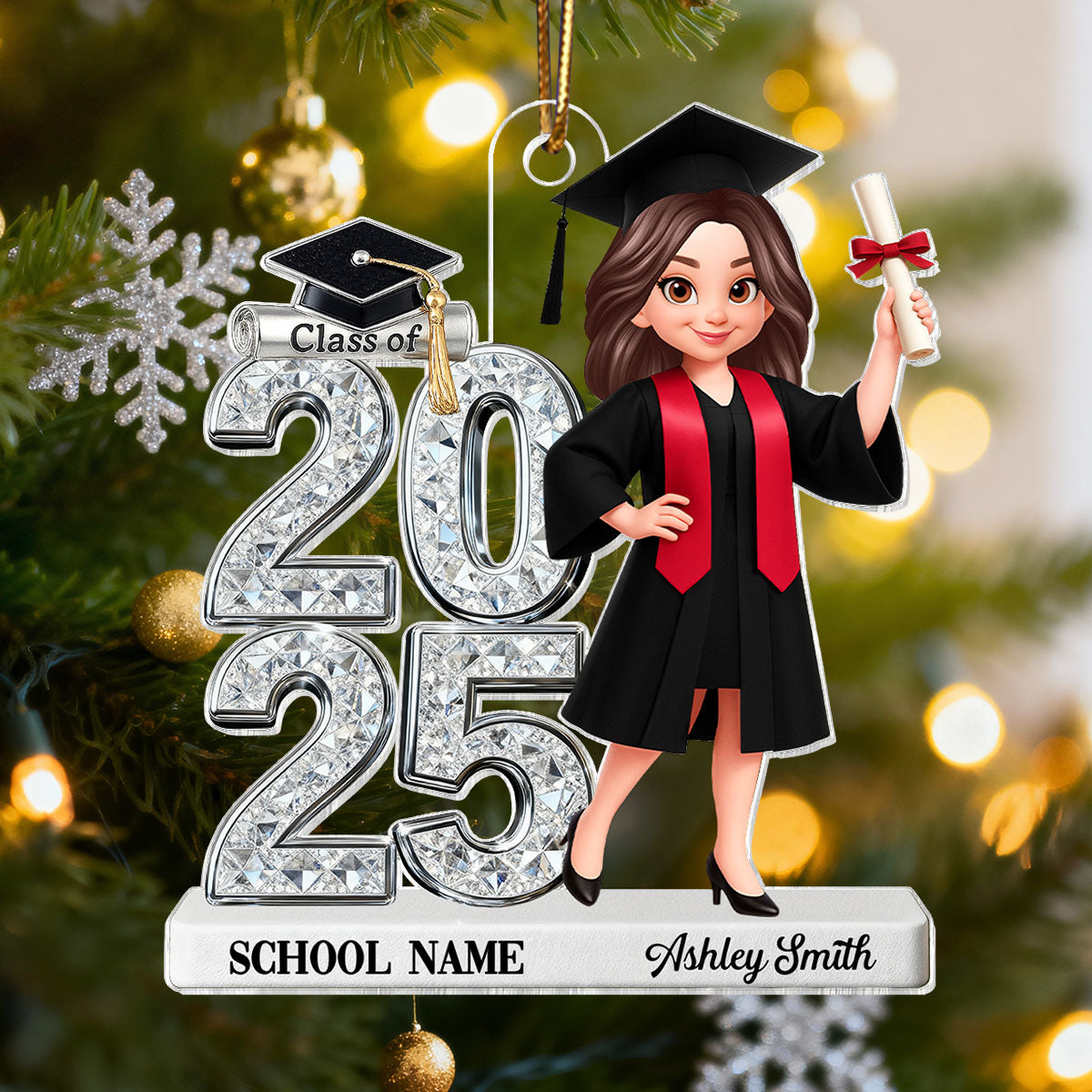 3D Shiny Effect Class Of 2025 2026 Senior - Personalized Acrylic Ornament - Gift For Graduates, Daughter, Son